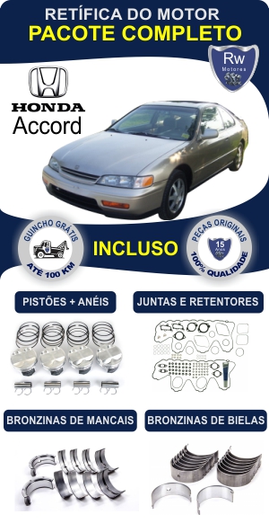 Retífica de motor Honda Accord Peças originais pacote completo Rw Motores